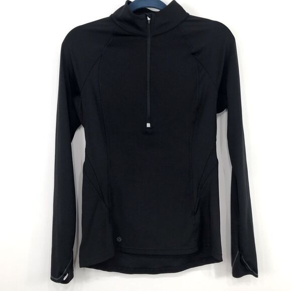 Athleta Black Long Sleeve Half Zip Athletic Running Performance Pullover Top - Picture 1 of 16